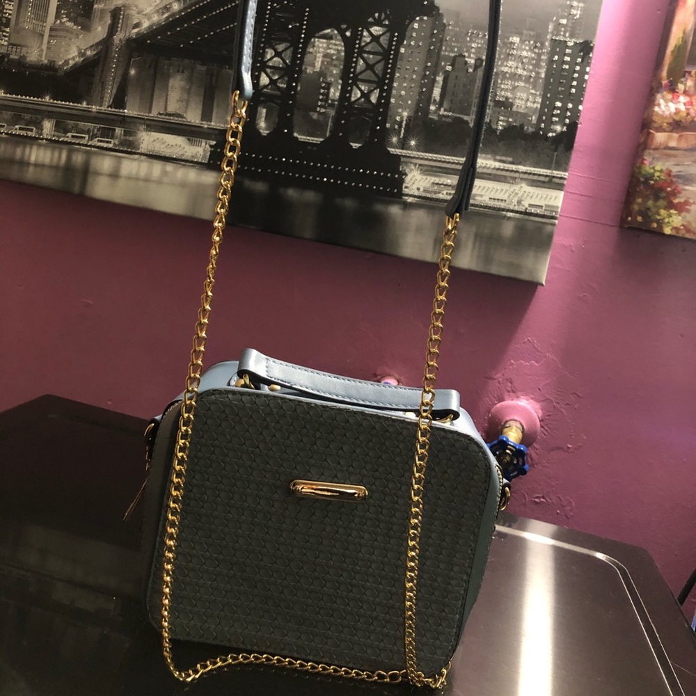 Cream blue cross bag